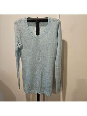 RUE 21 NWT WOOL BLEND GREENISH BLUE KNIT PULLOVER SWEATER SILVER SEQUINS SIZE XL